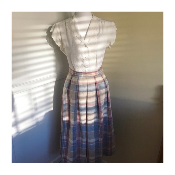 Country Suburbans Plaid Wool Maxi Skirt - Picture 4 of 5